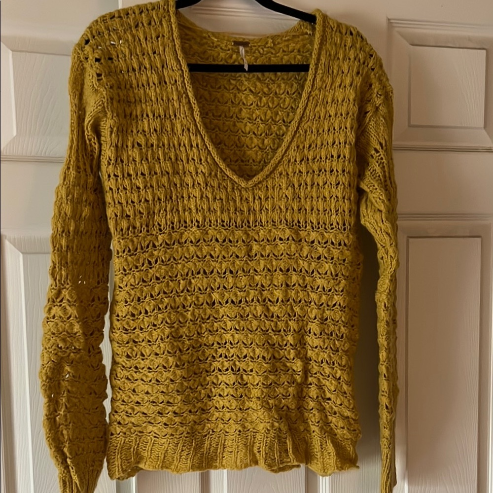 Free People Women's Mustard Knit Sweater
